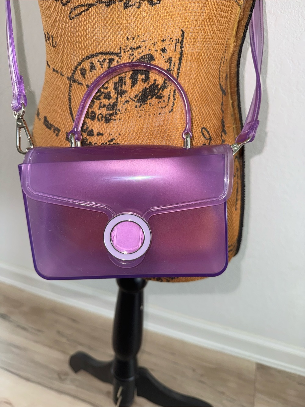 Purple Jelly Mini Top-Handle Crossbody Bag